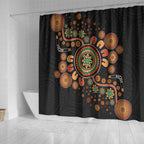 Aboriginal Dots Art Painting With Boomerang Shower Curtain