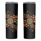 Aboriginal Dots Art Painting With Boomerang Skinny Tumbler