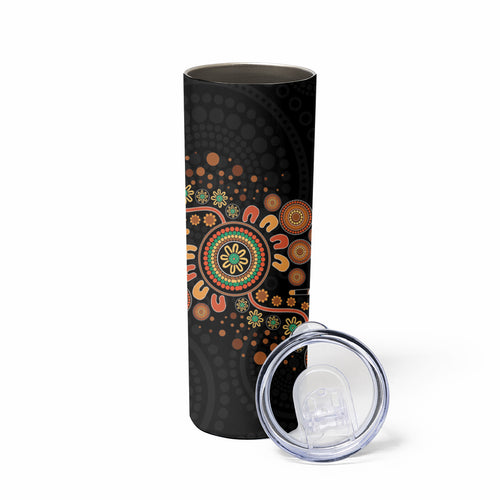 Aboriginal Dots Art Painting With Boomerang Skinny Tumbler