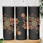 Aboriginal Dots Art Painting With Boomerang Skinny Tumbler