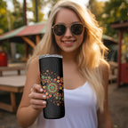 Aboriginal Dots Art Painting With Boomerang Skinny Tumbler