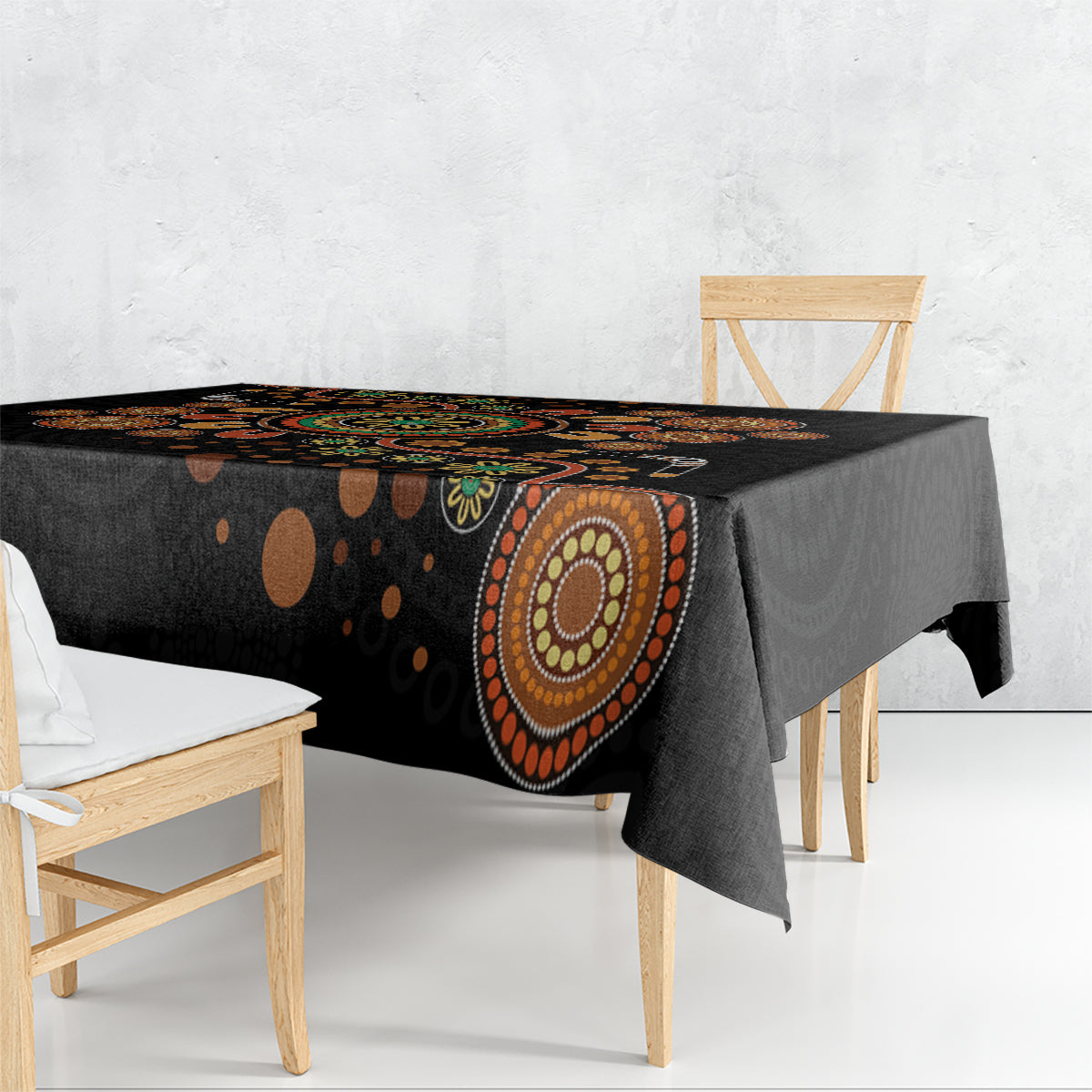 Aboriginal Dots Art Painting With Boomerang Tablecloth