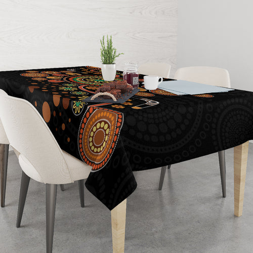 Aboriginal Dots Art Painting With Boomerang Tablecloth