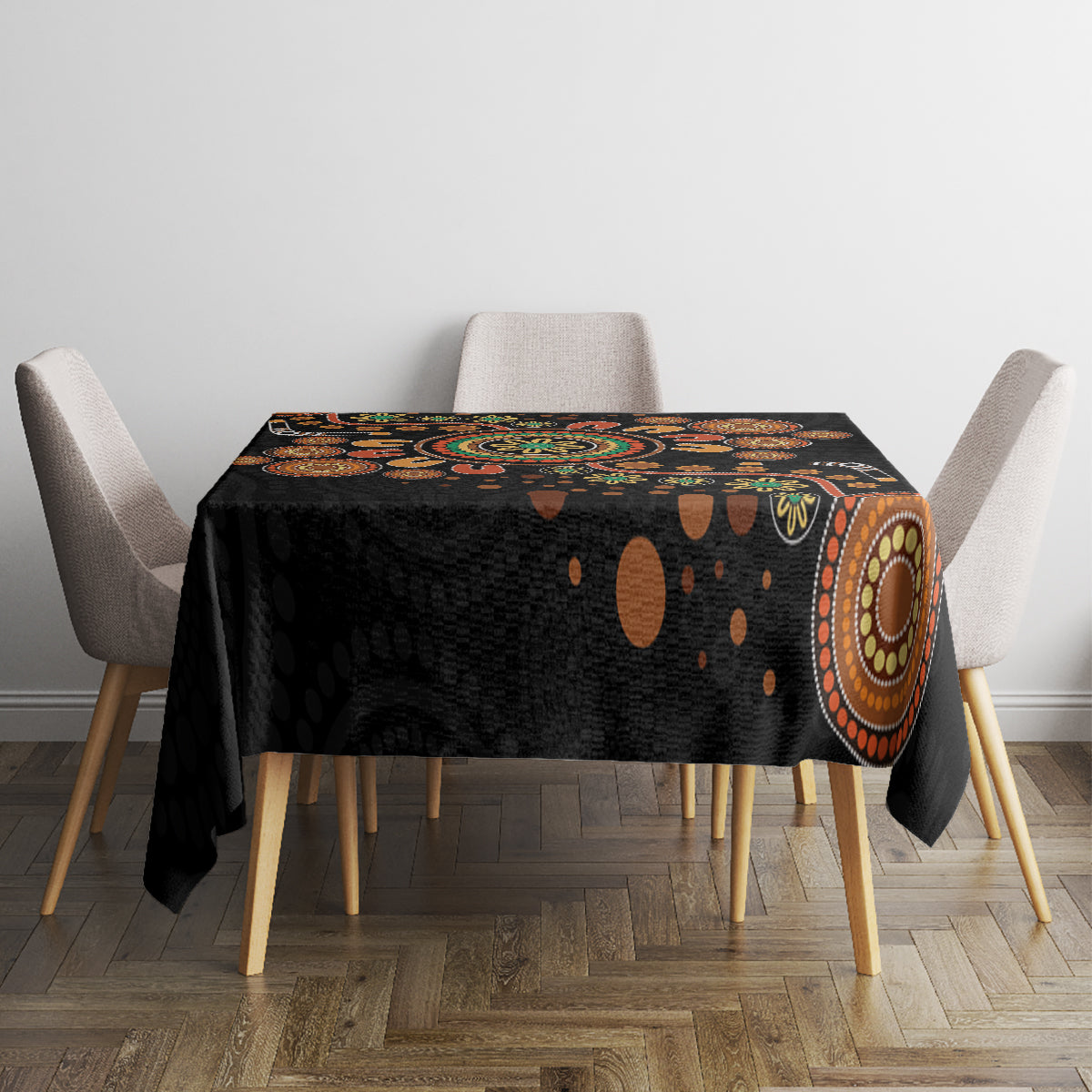 Aboriginal Dots Art Painting With Boomerang Tablecloth