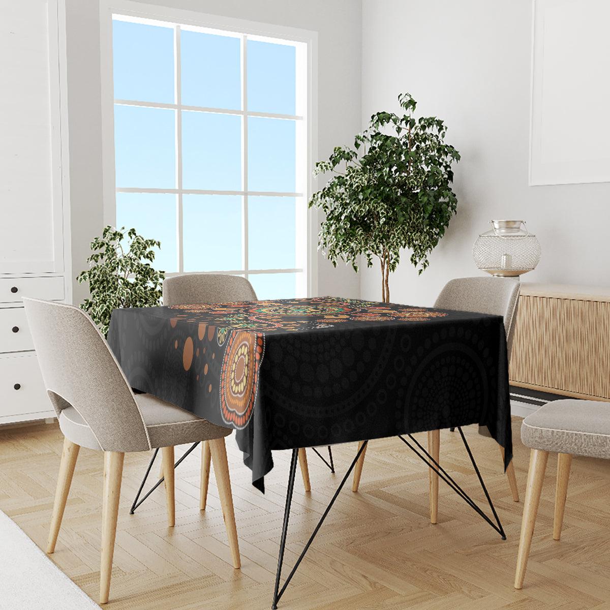 Aboriginal Dots Art Painting With Boomerang Tablecloth