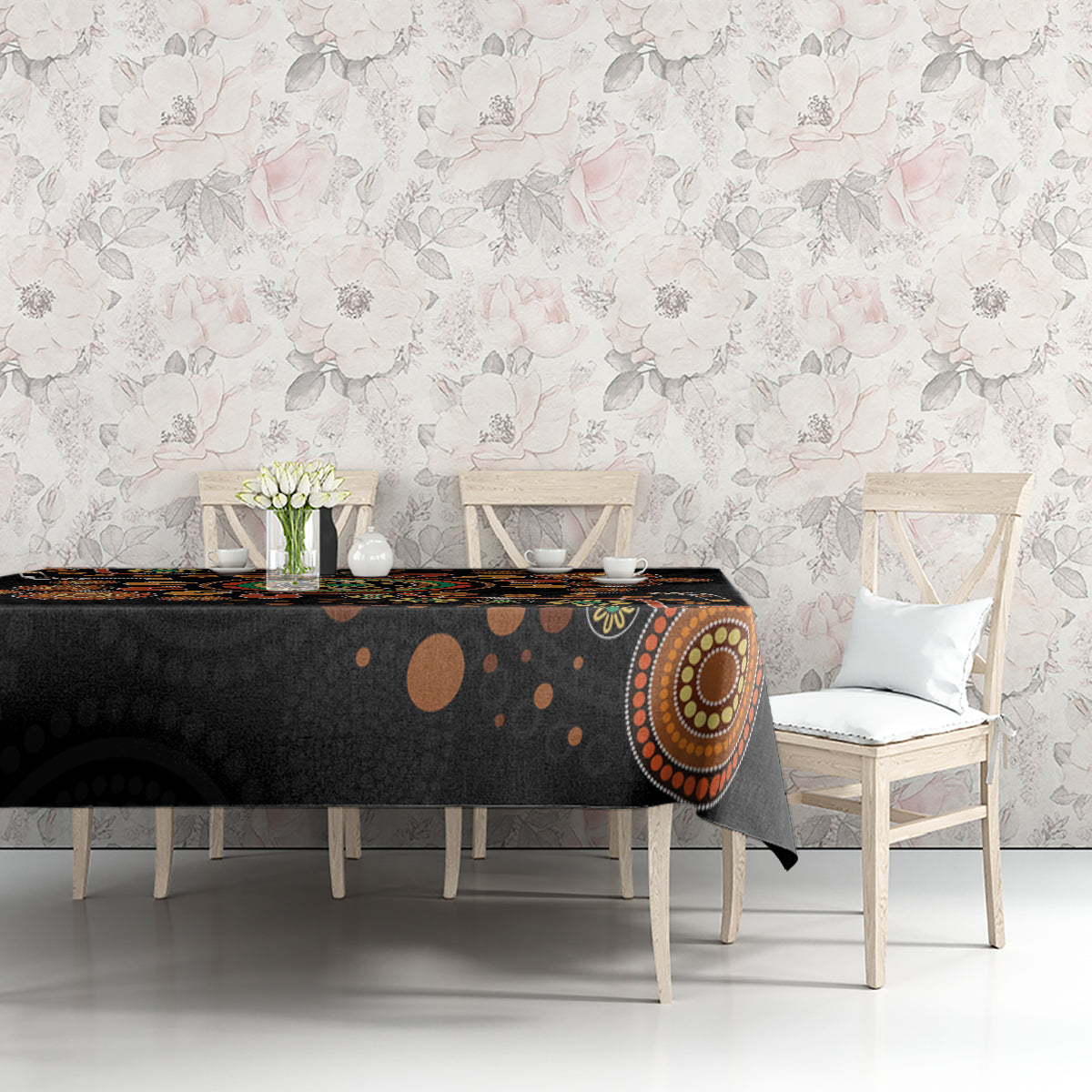 Aboriginal Dots Art Painting With Boomerang Tablecloth