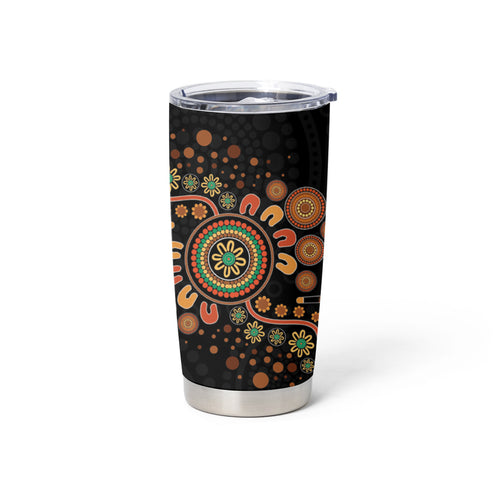 Aboriginal Dots Art Painting With Boomerang Tumbler Cup