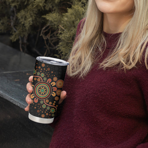 Aboriginal Dots Art Painting With Boomerang Tumbler Cup
