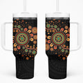 Aboriginal Dots Art Painting With Boomerang Tumbler With Handle
