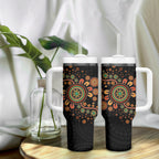 Aboriginal Dots Art Painting With Boomerang Tumbler With Handle