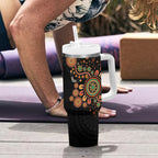 Aboriginal Dots Art Painting With Boomerang Tumbler With Handle