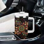 Aboriginal Dots Art Painting With Boomerang Tumbler With Handle
