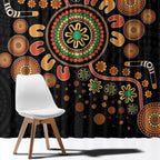 Aboriginal Dots Art Painting With Boomerang Window Curtain