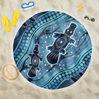 Aboriginal Dots Art Painting with Platypus Beach Blanket No 1