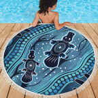 Aboriginal Dots Art Painting with Platypus Beach Blanket No 1