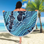 Aboriginal Dots Art Painting with Platypus Beach Blanket No 1