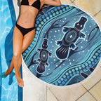 Aboriginal Dots Art Painting with Platypus Beach Blanket No 1