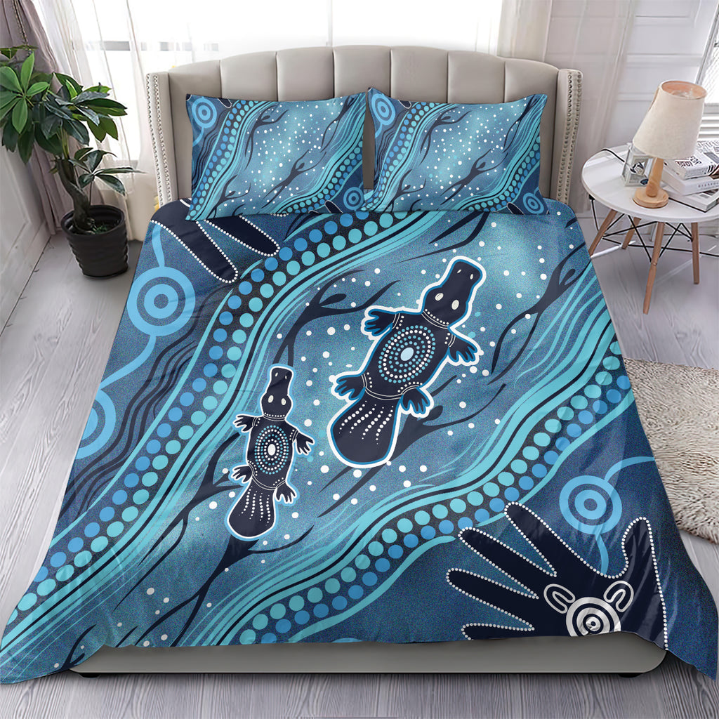 Aboriginal Dots Art Painting with Platypus Bedding Set No 1