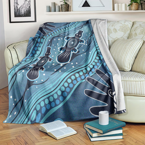 Aboriginal Dots Art Painting with Platypus Blanket No 1