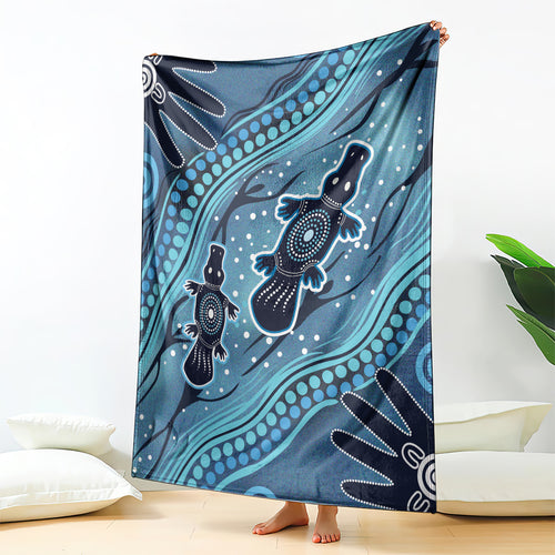 Aboriginal Dots Art Painting with Platypus Blanket No 1