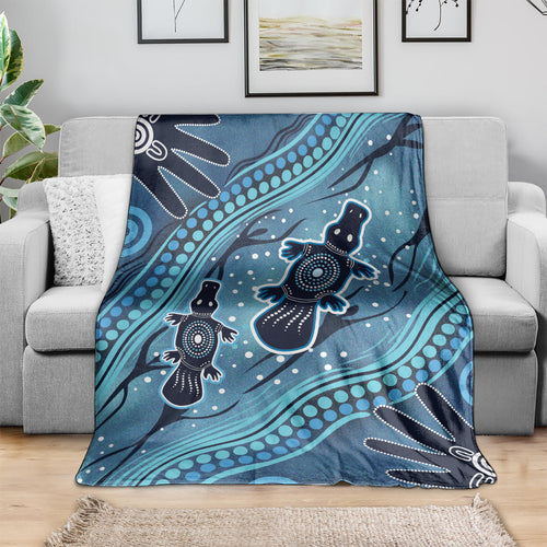 Aboriginal Dots Art Painting with Platypus Blanket No 1