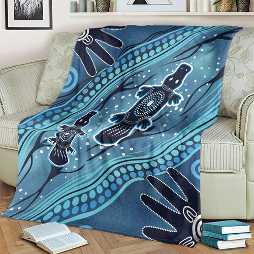 Aboriginal Dots Art Painting with Platypus Blanket No 1