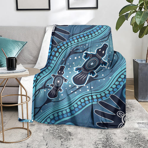 Aboriginal Dots Art Painting with Platypus Blanket No 1