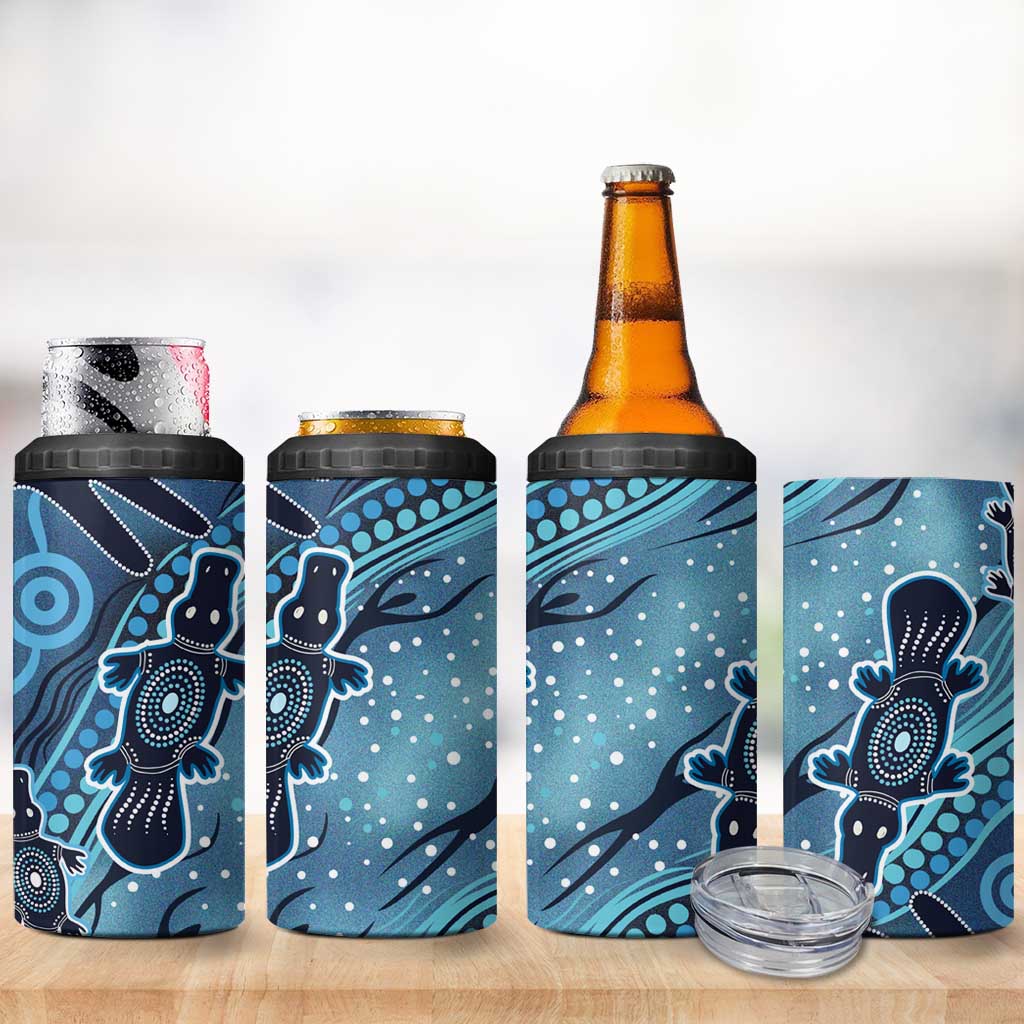 Aboriginal Dots Art Painting with Platypus 4 in 1 Can Cooler Tumbler No 1