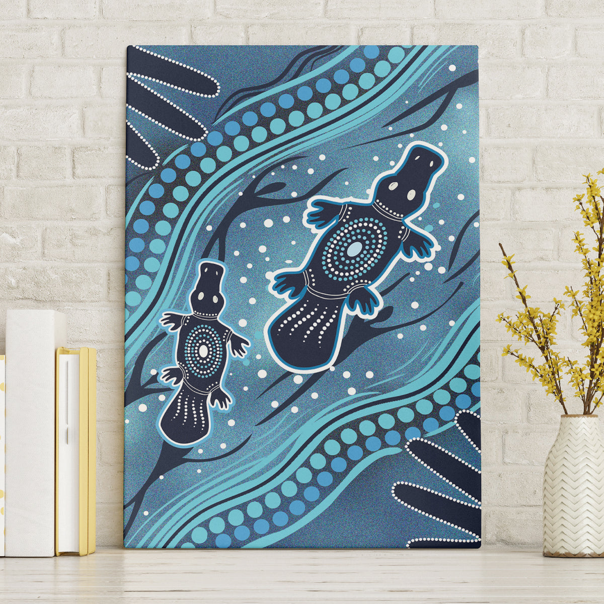 Aboriginal Dots Art Painting with Platypus Canvas Wall Art No 1