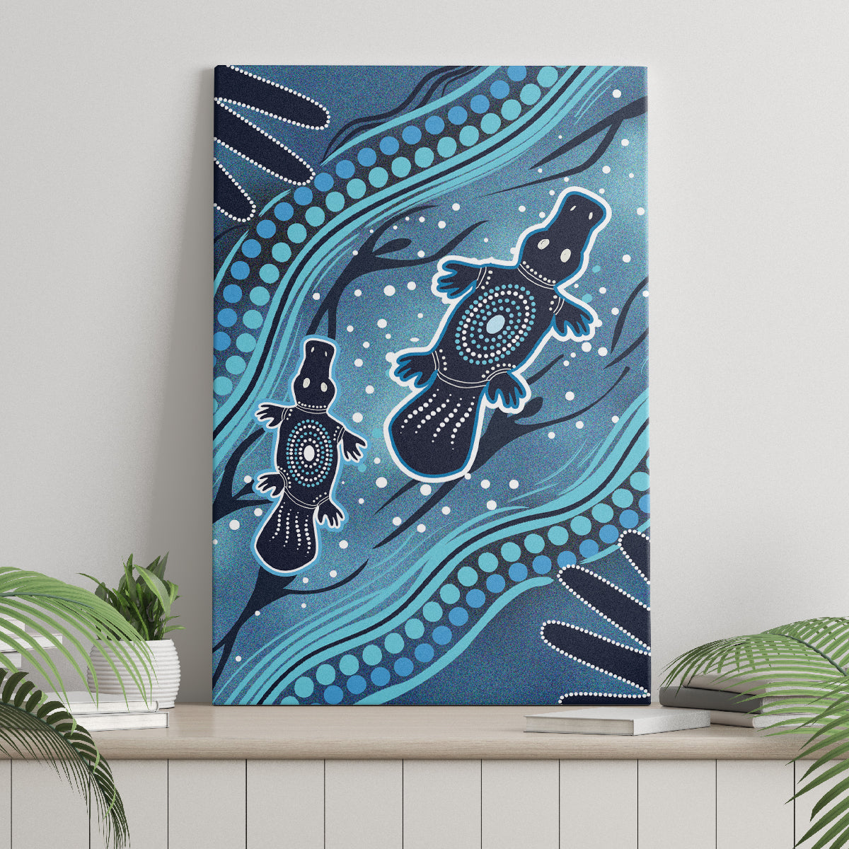 Aboriginal Dots Art Painting with Platypus Canvas Wall Art No 1