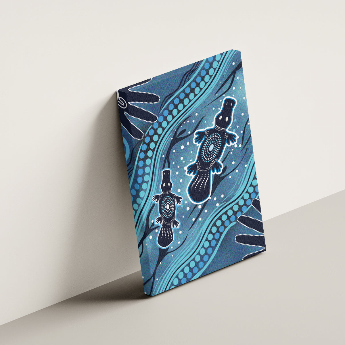 Aboriginal Dots Art Painting with Platypus Canvas Wall Art No 1