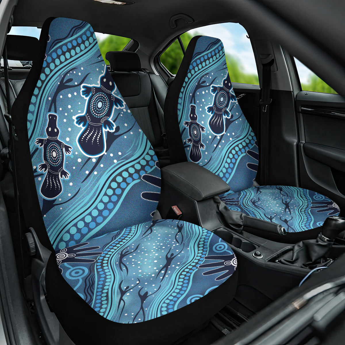 Aboriginal Dots Art Painting with Platypus Car Seat Cover No 1