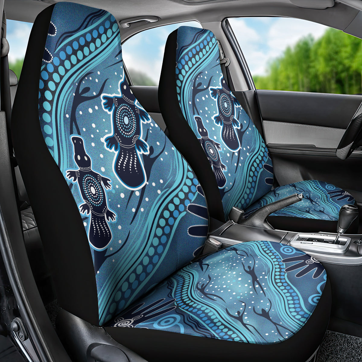 Aboriginal Dots Art Painting with Platypus Car Seat Cover No 1
