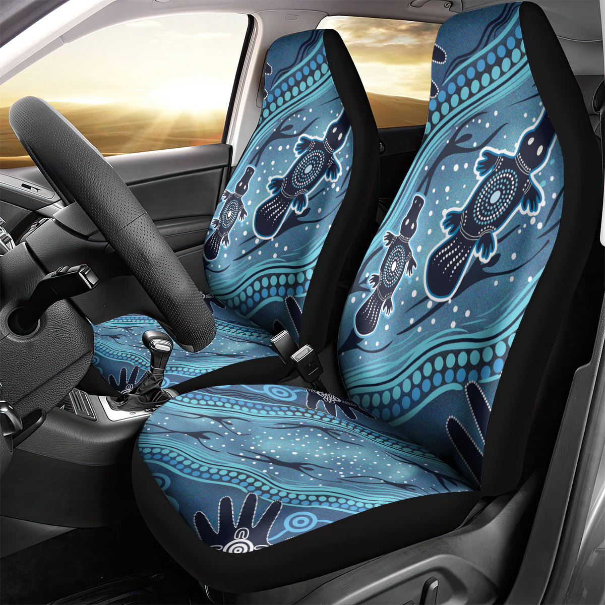 Aboriginal Dots Art Painting with Platypus Car Seat Cover No 1