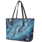 Aboriginal Dots Art Painting with Platypus Leather Tote Bag No 1