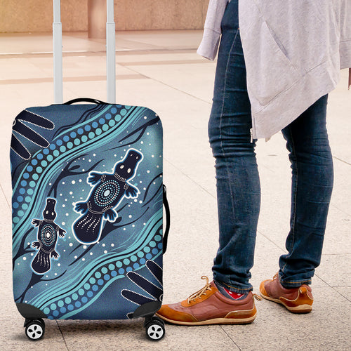 Aboriginal Dots Art Painting with Platypus Luggage Cover No 1