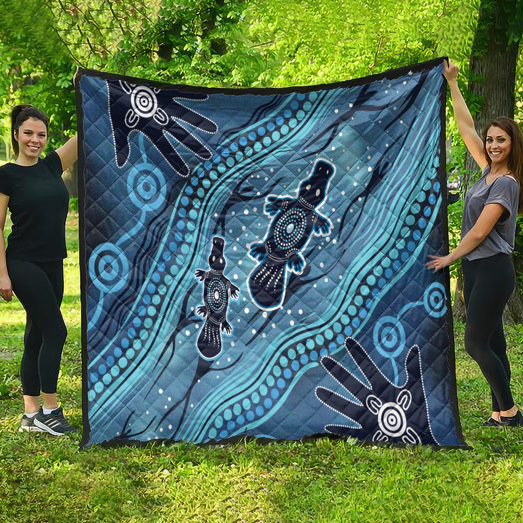 Aboriginal Dots Art Painting with Platypus Quilt No 1