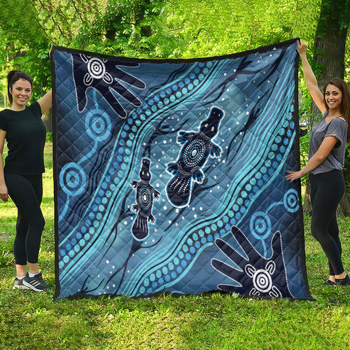 Aboriginal Dots Art Painting with Platypus Quilt No 1