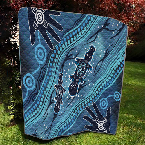 Aboriginal Dots Art Painting with Platypus Quilt No 1