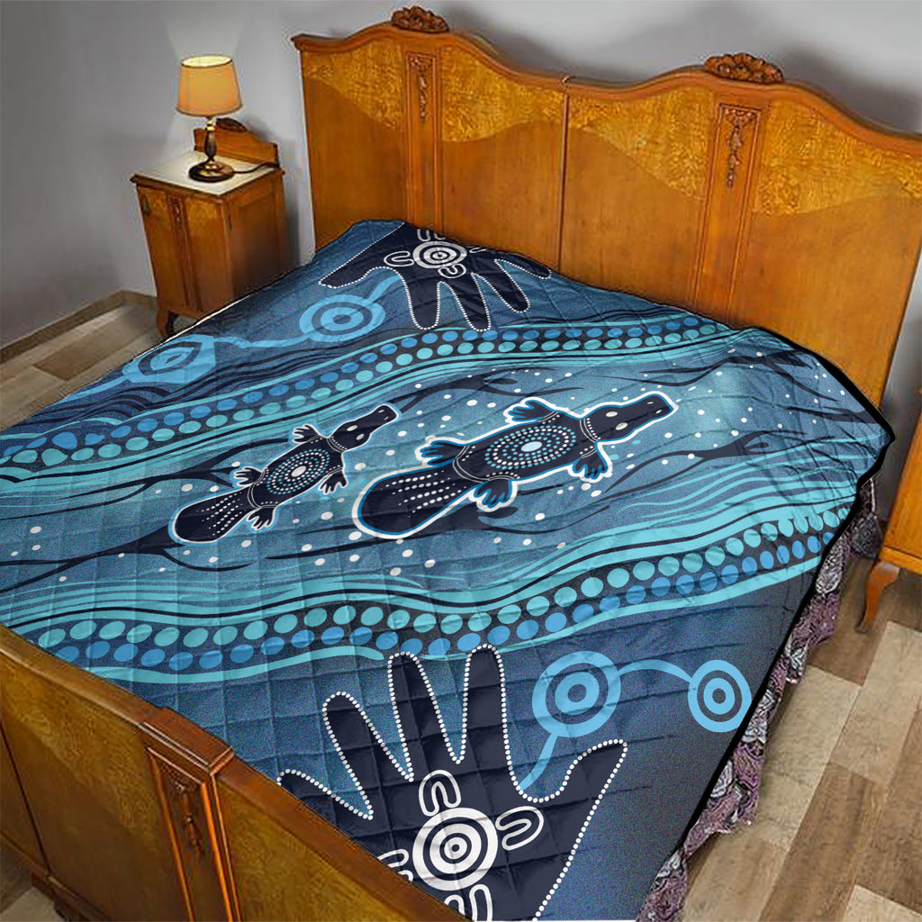 Aboriginal Dots Art Painting with Platypus Quilt No 1