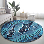 Aboriginal Dots Art Painting with Platypus Round Carpet No 1