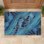 Aboriginal Dots Art Painting with Platypus Rubber Doormat No 1