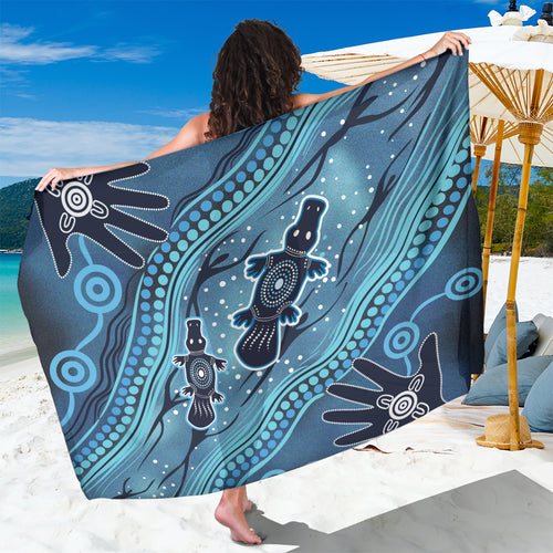 Aboriginal Dots Art Painting with Platypus Sarong No 1