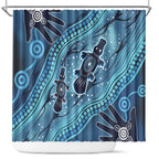 Aboriginal Dots Art Painting with Platypus Shower Curtain No 1