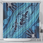 Aboriginal Dots Art Painting with Platypus Shower Curtain No 1