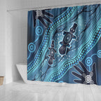 Aboriginal Dots Art Painting with Platypus Shower Curtain No 1