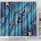 Aboriginal Dots Art Painting with Platypus Shower Curtain No 1