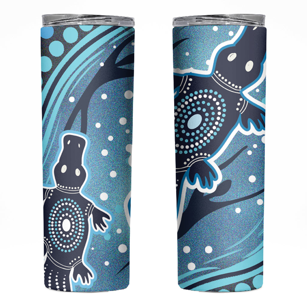 Aboriginal Dots Art Painting with Platypus Skinny Tumbler No 1