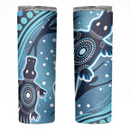 Aboriginal Dots Art Painting with Platypus Skinny Tumbler No 1