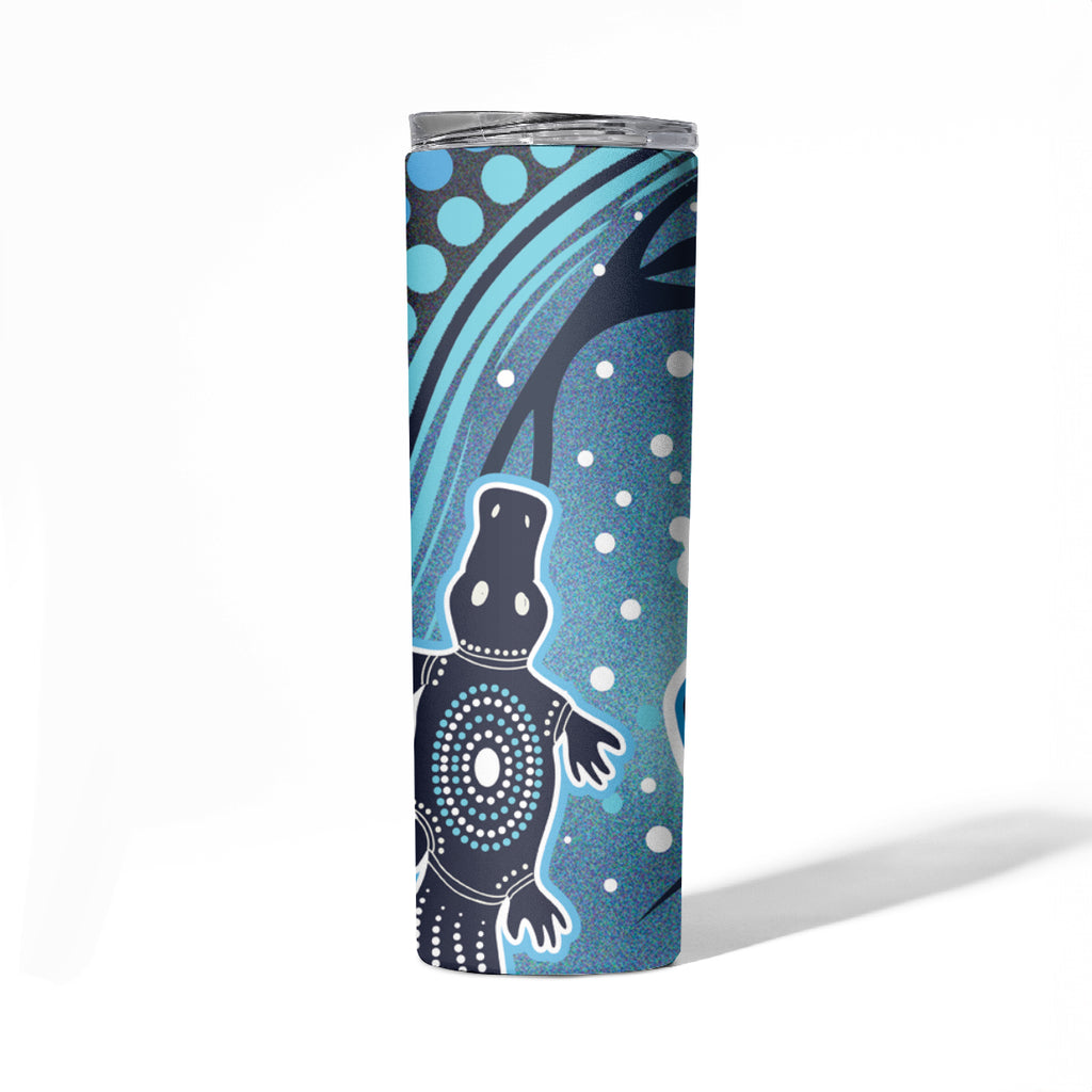 Aboriginal Dots Art Painting with Platypus Skinny Tumbler No 1